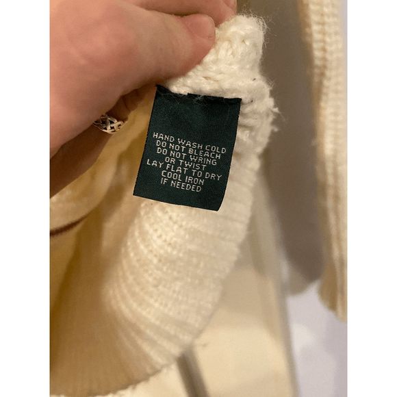 LRL Lauren Jeans Co. Off white Woven Zip-Up Jacket Sweater, Size Medium - Picture 3 of 5